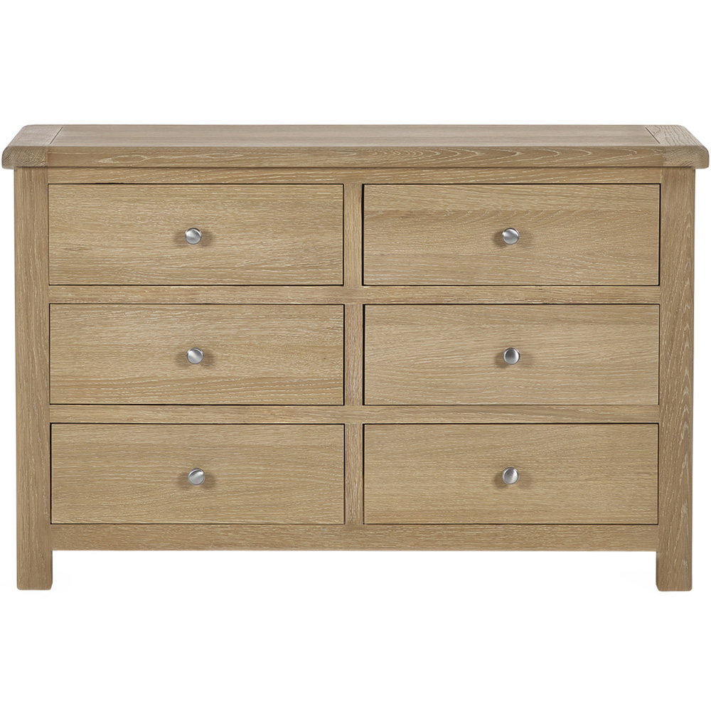 Julian Bowen Memphis 6 Drawer Limed Oak Wide Chest of Drawers Image 3