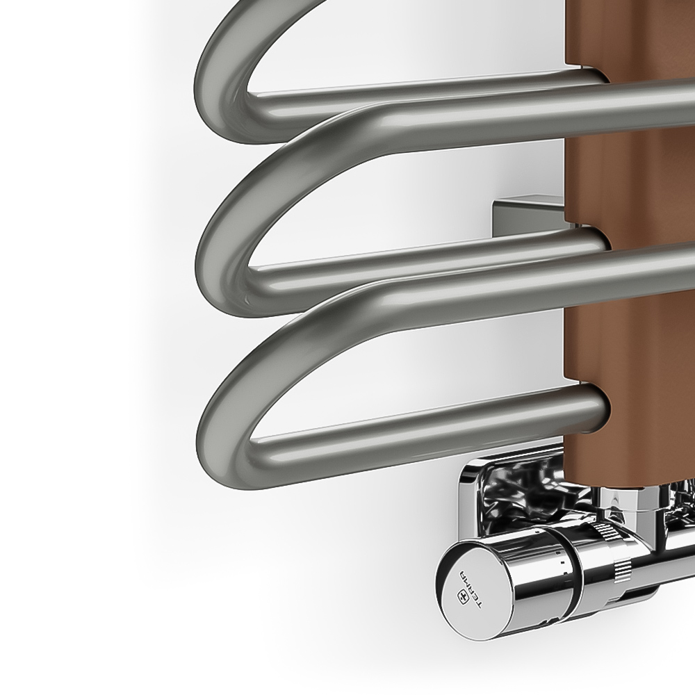 Terma Michelle 1245BTU Nickel Gloss and Copper Heated Towel Rail 780 x 400mm Image 3