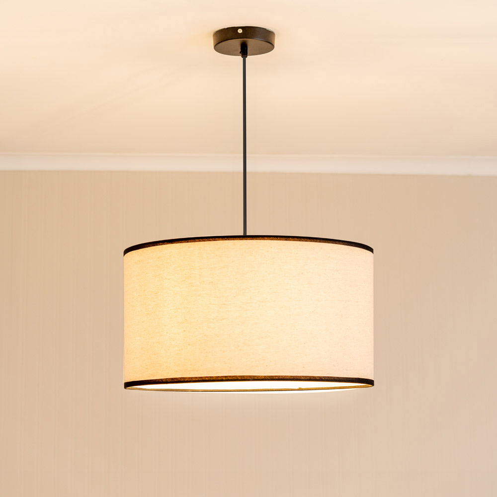 ValueLights Eva Natural Linen Large Drum Lamp Shade with Black Trim Image 2