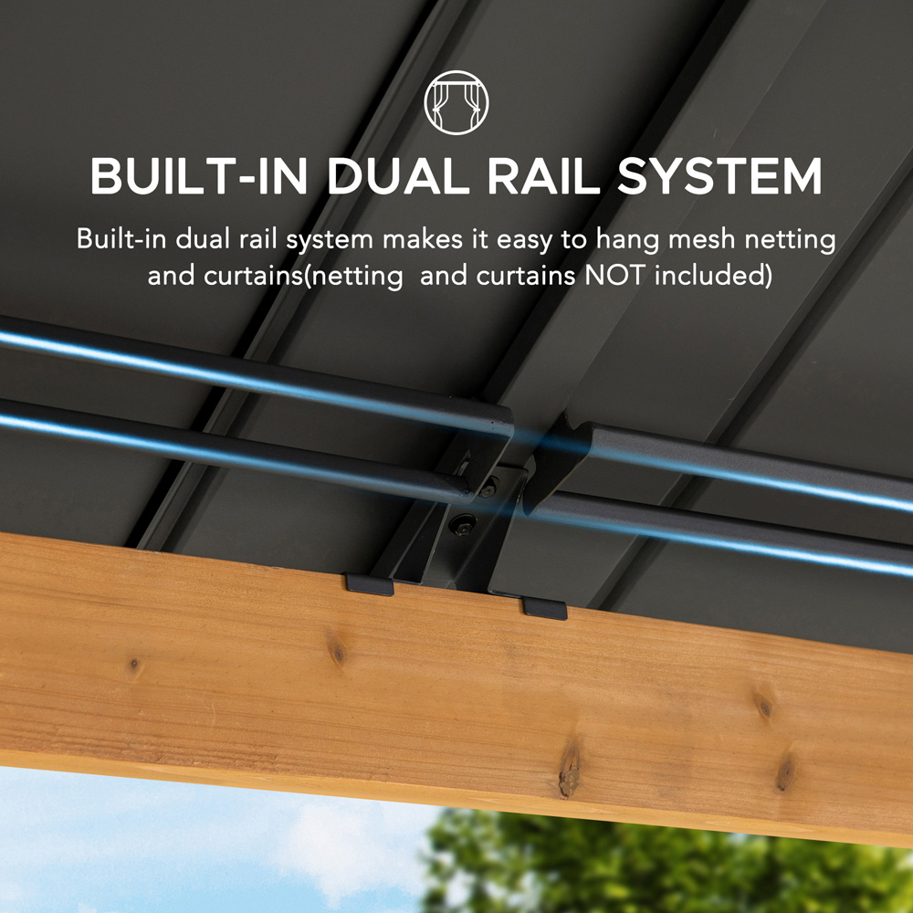 Sunjoy Rimo 3.9 x 4.5m Anthracite Cedar Wood Gazebo Image 6