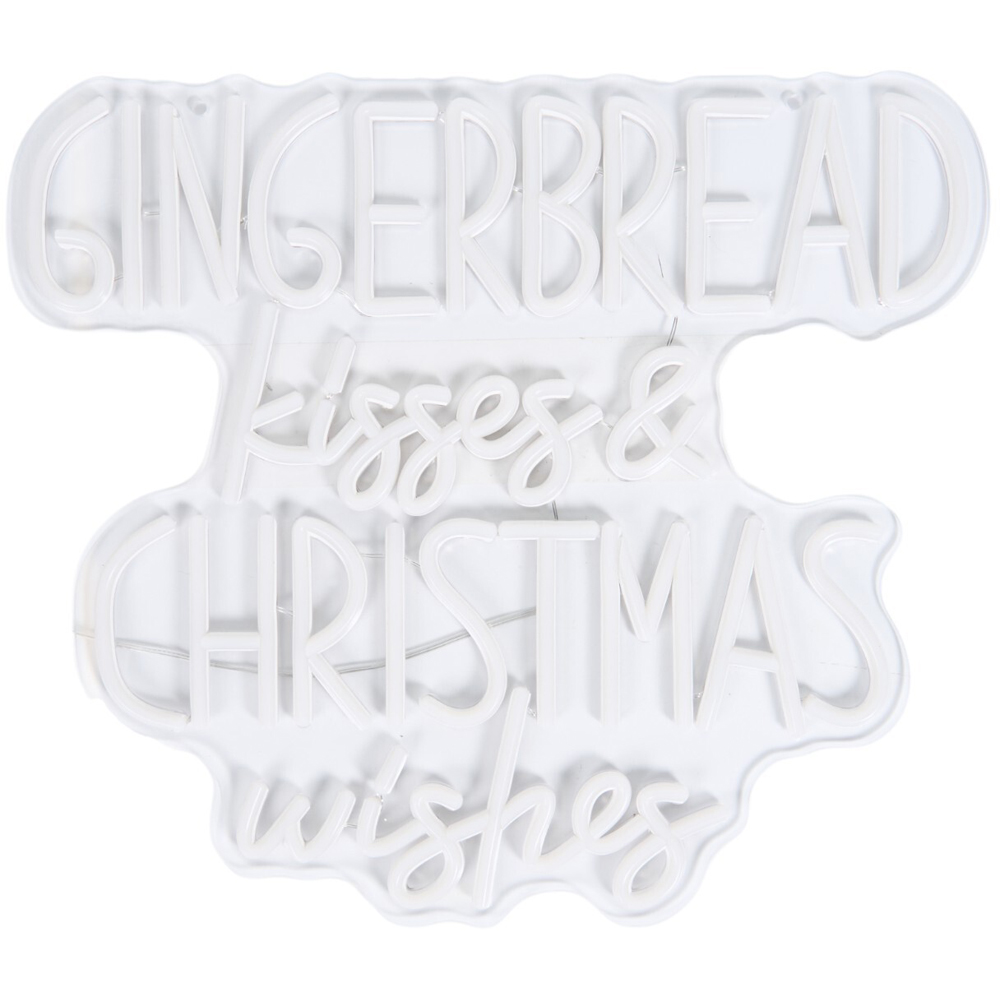 Gingerbread Kisses Xmas LED Neon SignWarm White Image 2