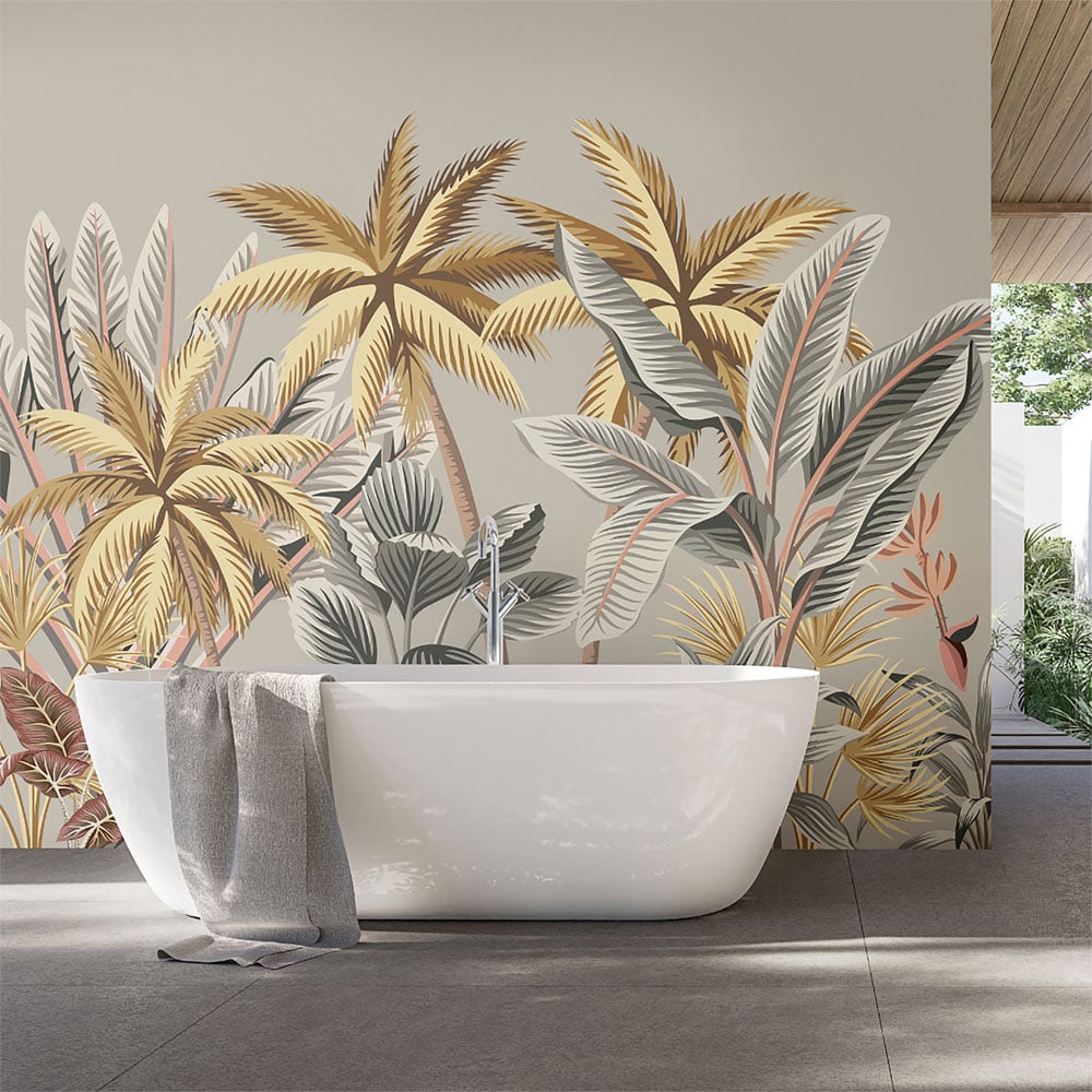 Origin Murals Tropical Palm Trees Grey Wall Mural Image 1