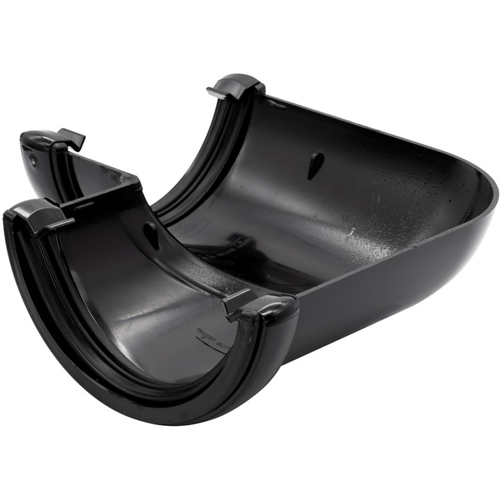 FloPlast Half Round 90 Degree Gutter Angle Black 112mm Image 3