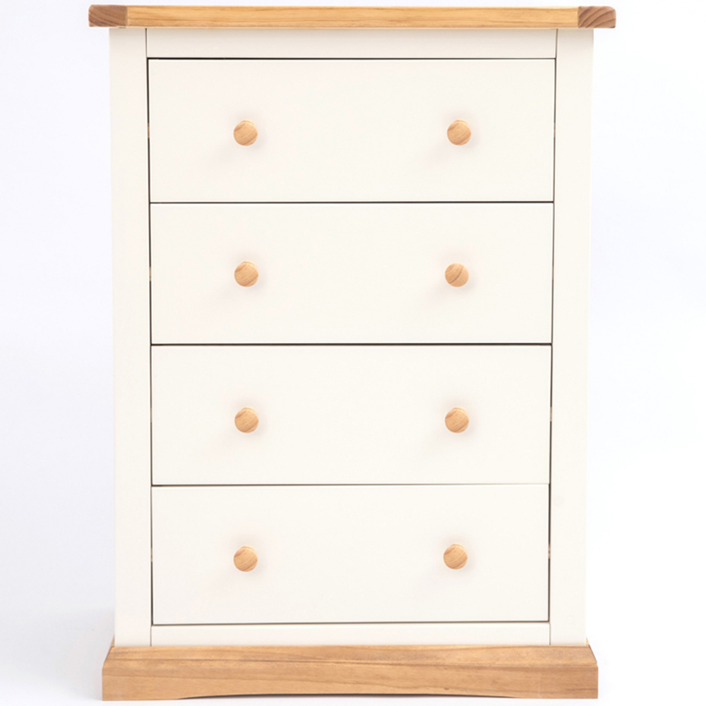 Cabinet Bits Trevi 4 Drawer Off White Wood Knob Chest of Drawers Image 2