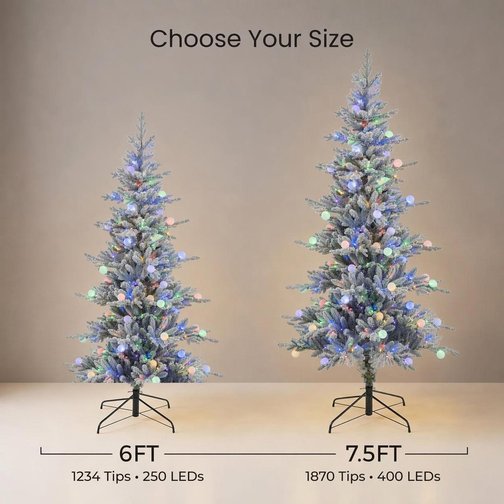 Festive Christmas Aurora Multicolour Pre-Lit Winter Glow Flocked Artificial Xmas Tree 6ft Image 8