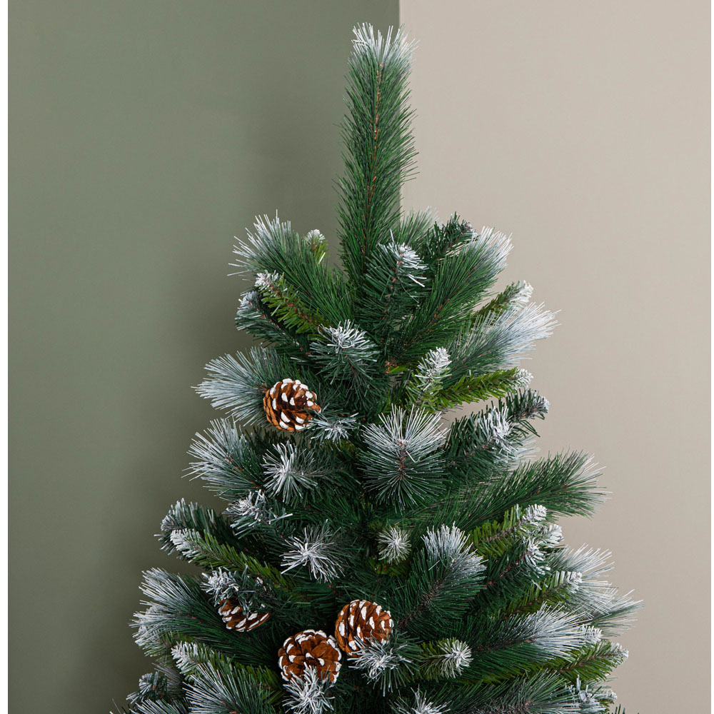Samuel Alexander Frosted Glacier Pine Snow Tipped Artificial Christmas Tree with Pinecones 6ft Image 3