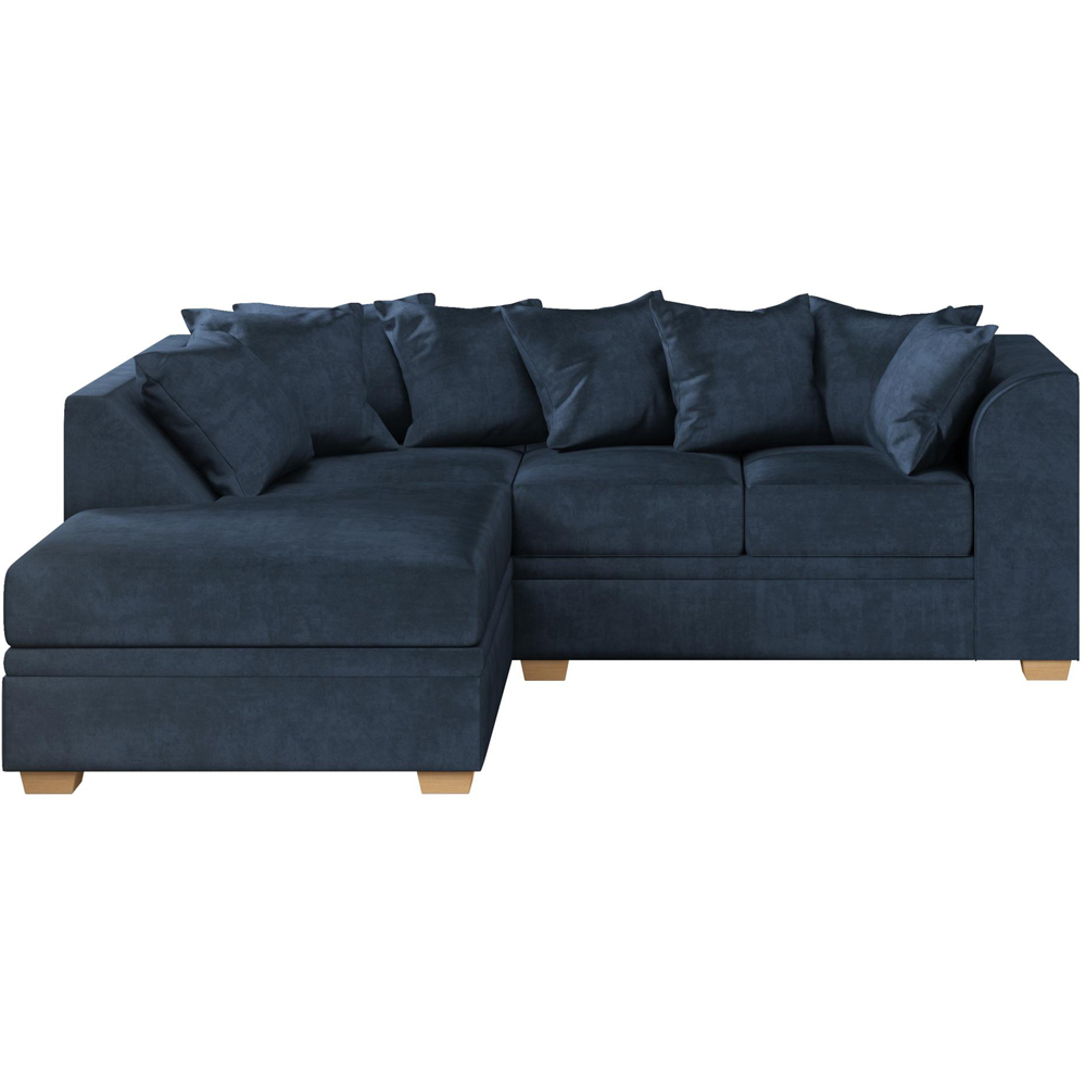 Modo 3 Seater Royal Blue Plush Velvet Left Hand Scatter Back L-Shape Corner Sofa Image 3