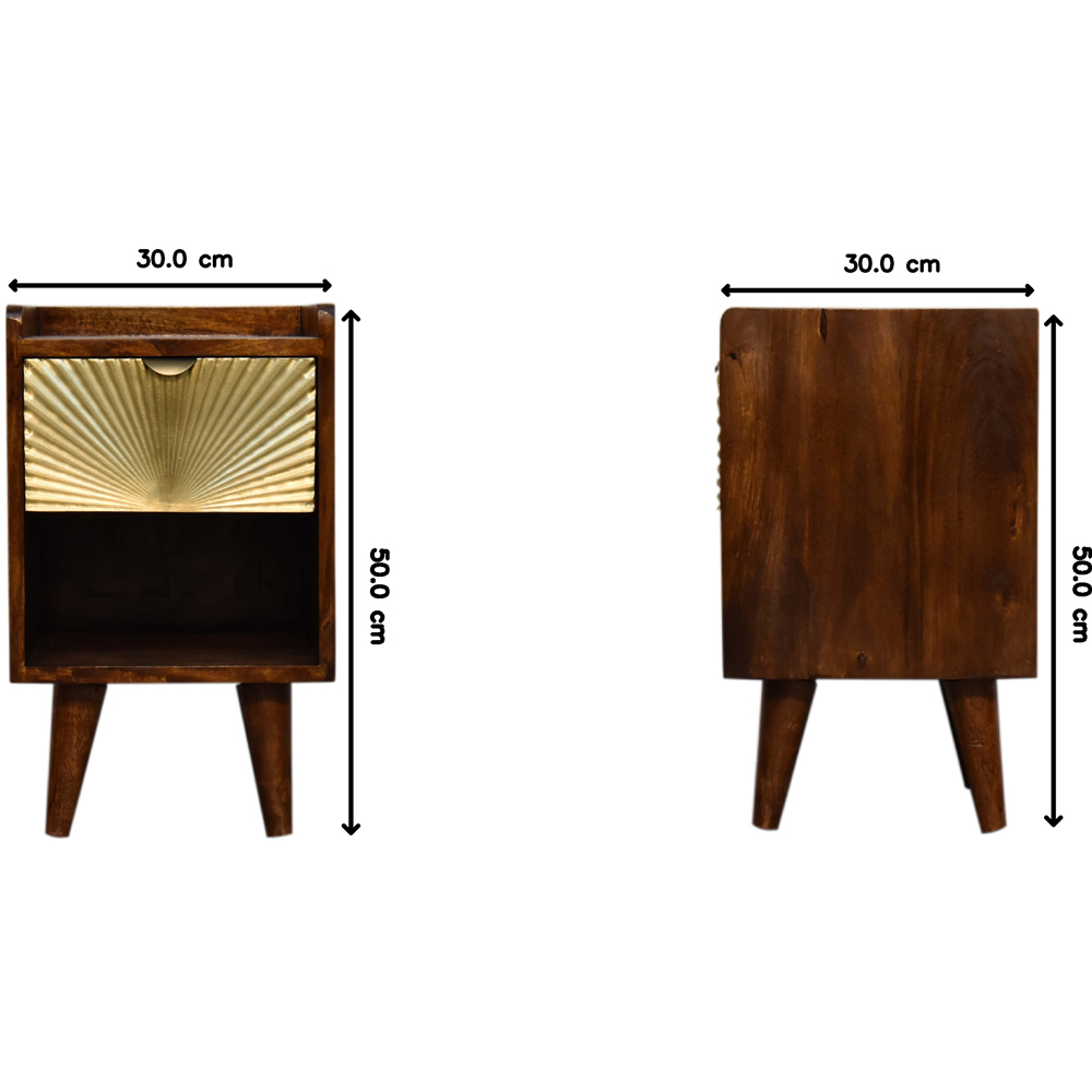 Artisan Furniture Mini Manila Brown and Golden Single Drawer Single Shelf Solid Wood Bedside Table Image 8