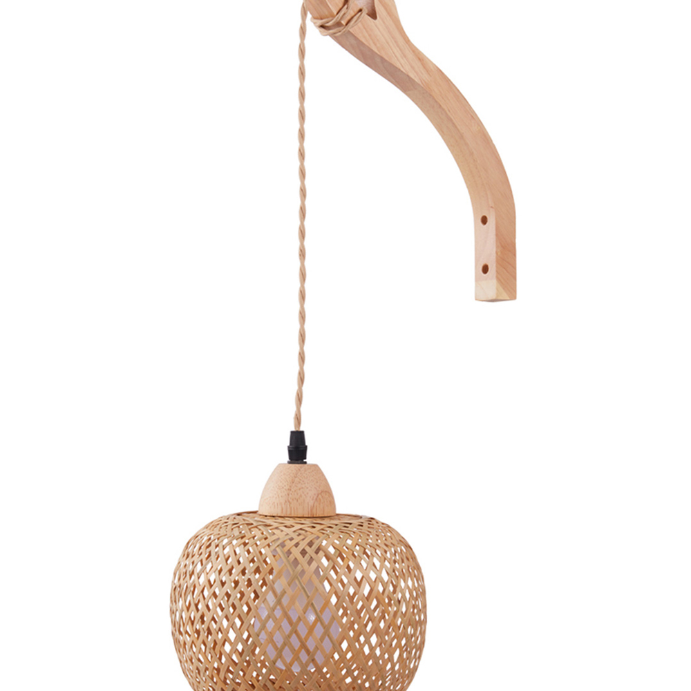 Living and Home Bamboo Woven E27 Plug-In Wall Light Image 5
