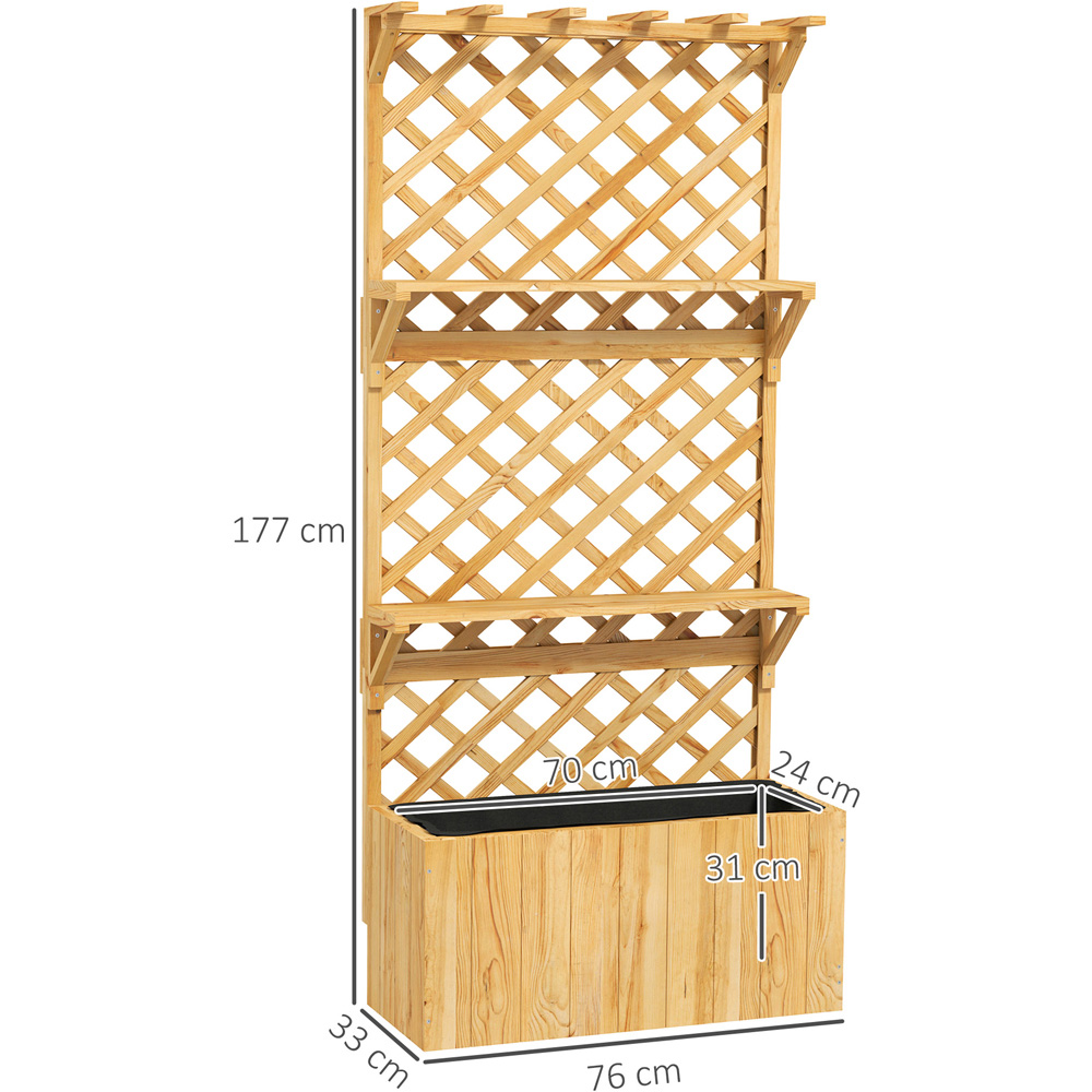 Outsunny 52L 2 Shelf Natural Wooden Raised Garden Bed with Trellis 177 x 33 x 76cm Image 9