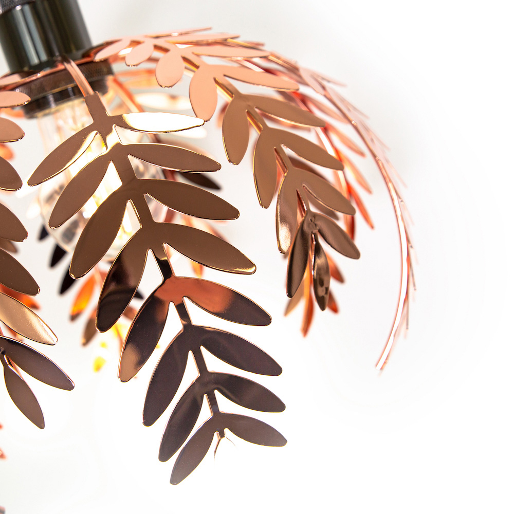Happy Homewares Shiny Copper Fern Leaf Pendant Light Shade Image 3