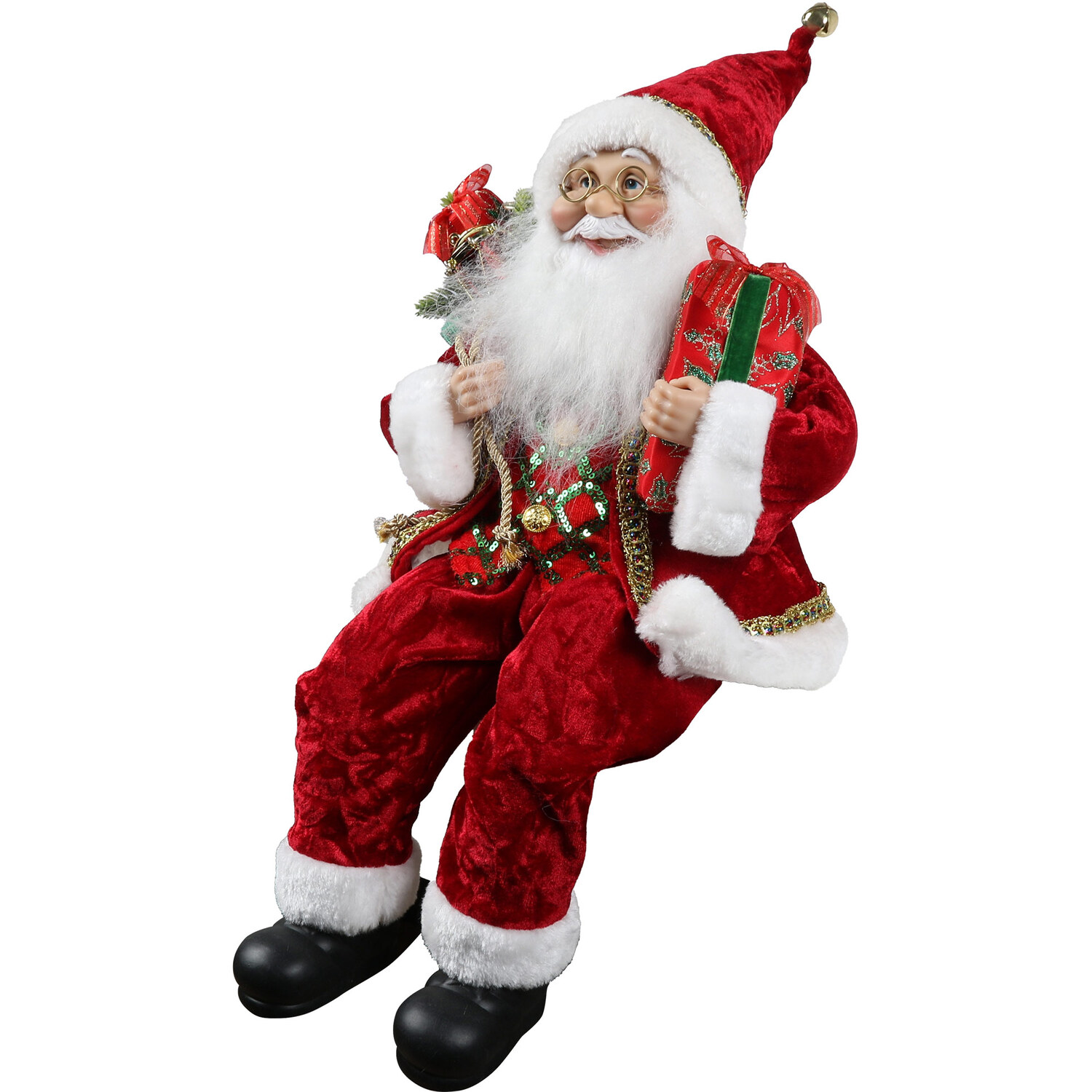 Shelf Sitting Traditional Santa - Red Image 2