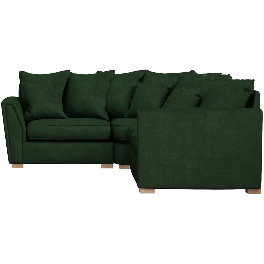 Wendleberry 3 Seater Forest Green Plush Velvet Scatter Back Left Hand Corner Sofa Image 3