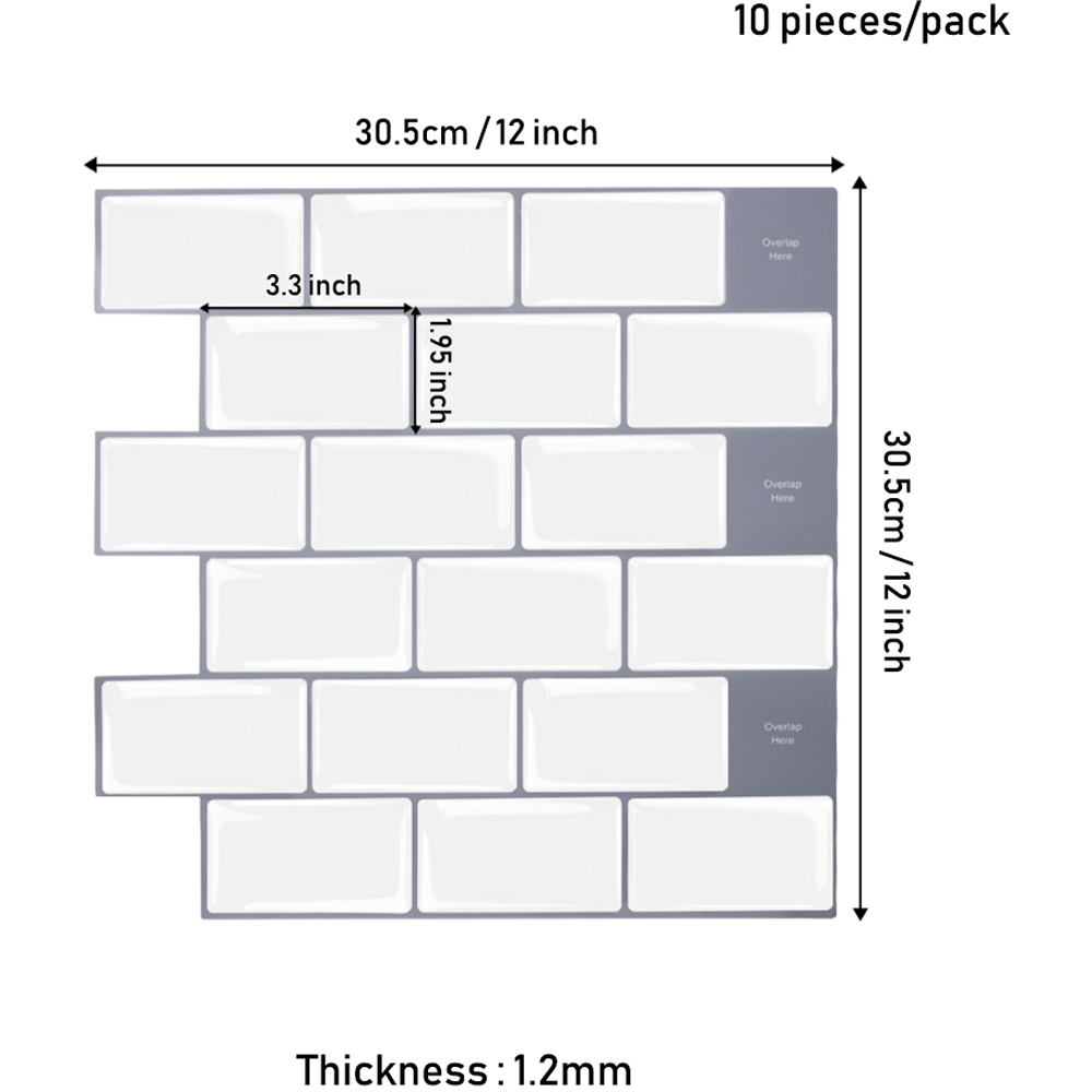 Living and Home 3D Glass Effect White Backsplash Tile Backsplash Tiles 30.5 x 30.5cm Image 5