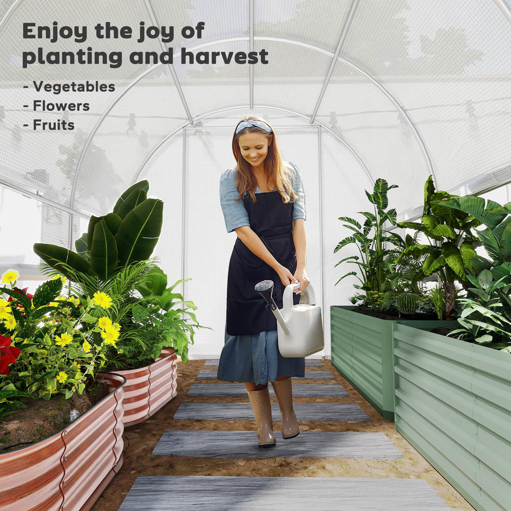 Outsunny White 9.5 x 6.5ft Polytunnel Greenhouse Image 7