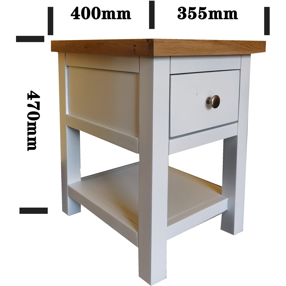 Furniture One Single Drawer Single Shelf White Oak Bedside Table Image 5