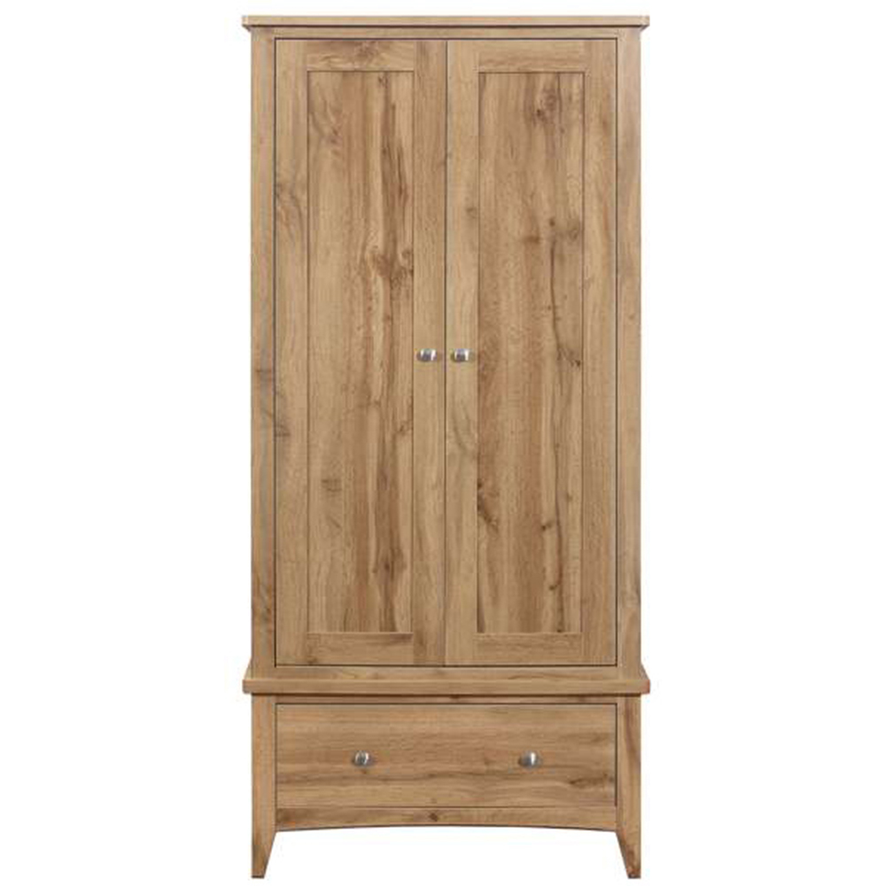 Hampstead 2 Door Single Drawer Wooden Wardrobe Image 3