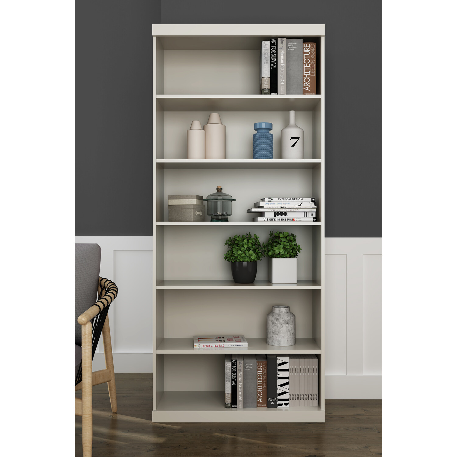 Compton 6 Shelf Grey Bookcase Image 4