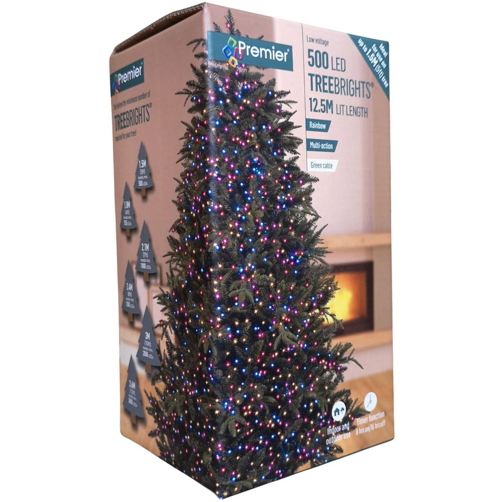 Premier TreeBrights 500 Rainbow LED Multi-Function Christmas String Light 12.5m Image 2