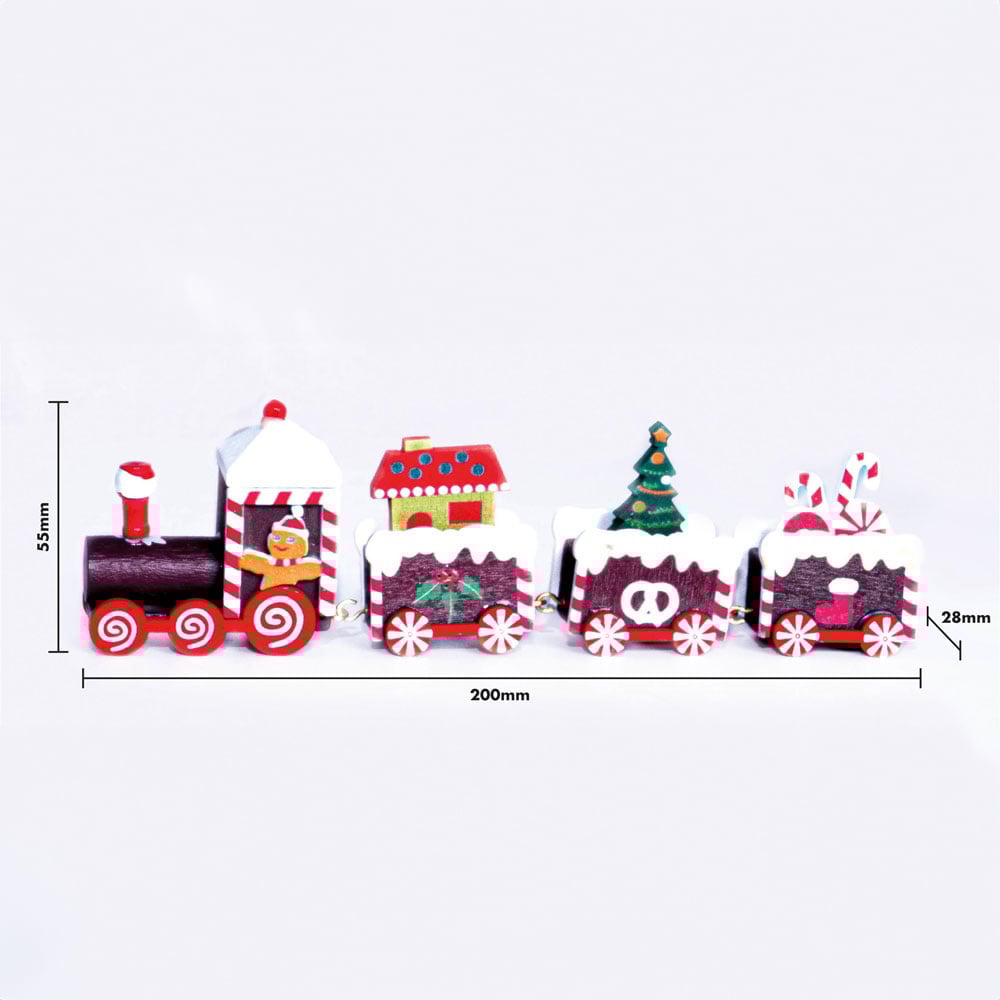 St Helens Multicolour Wooden Christmas Pudding Train Set Decoration Image 5