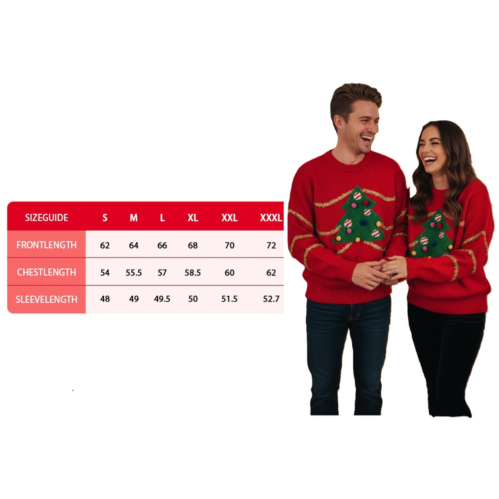 Noel Square Tree Crew Neck Xmas Jumper XL Red Image 4