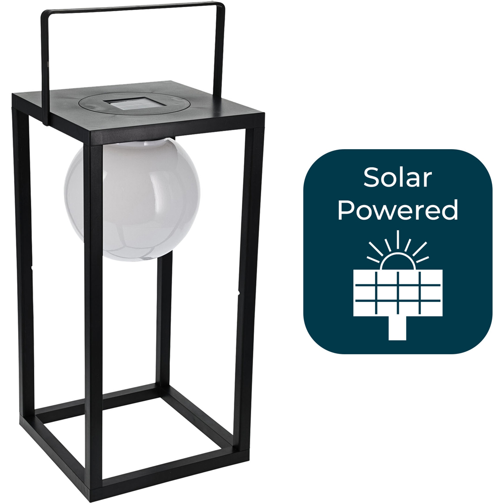 Jack Stonehouse Black Retro Outdoor Solar Powered LED Lantern Large Image 3
