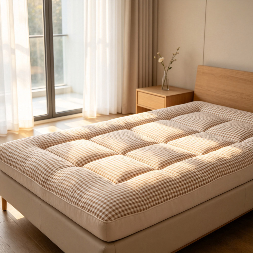 Living and Home Double Light Brown Quilted Mattress Topper Image 7