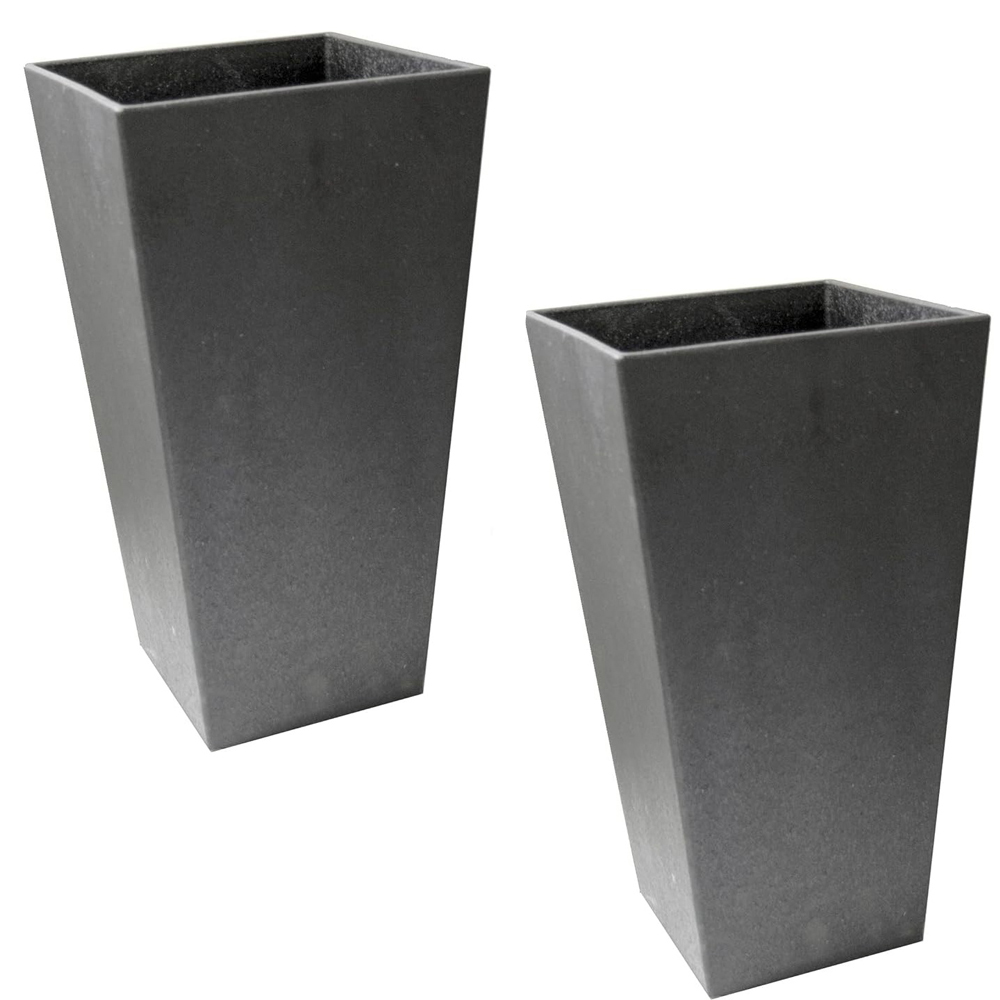 Primeur Sonata Steel Outdoor Grey Garden Planter 50cm 2 Pack Image