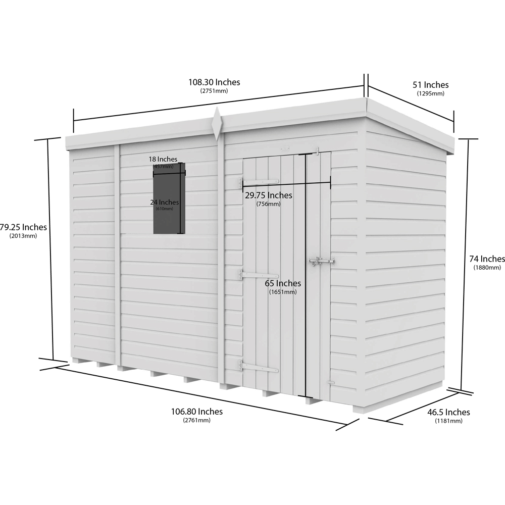 Foreverspaces 9 x 4ft Composite Board Pent Garden Shed Image 3