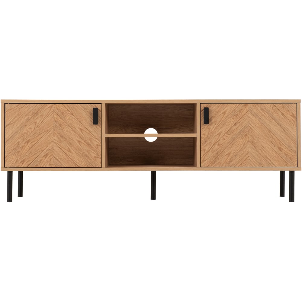 Seconique Leon 2 Door 2 Shelf Medium Oak Effect TV Unit Image 3
