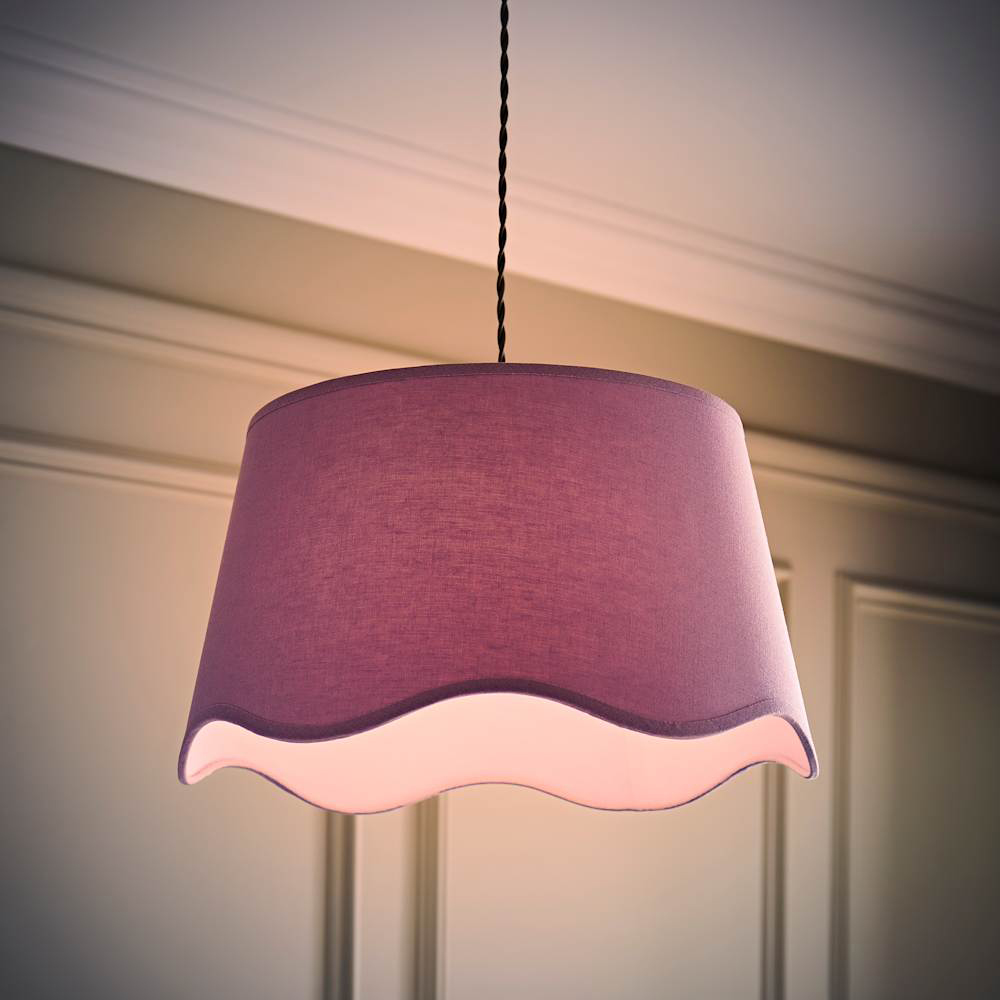 ValueLights Mabel Lilac Linen Scallop Edge Large Lamp Shade Image 2