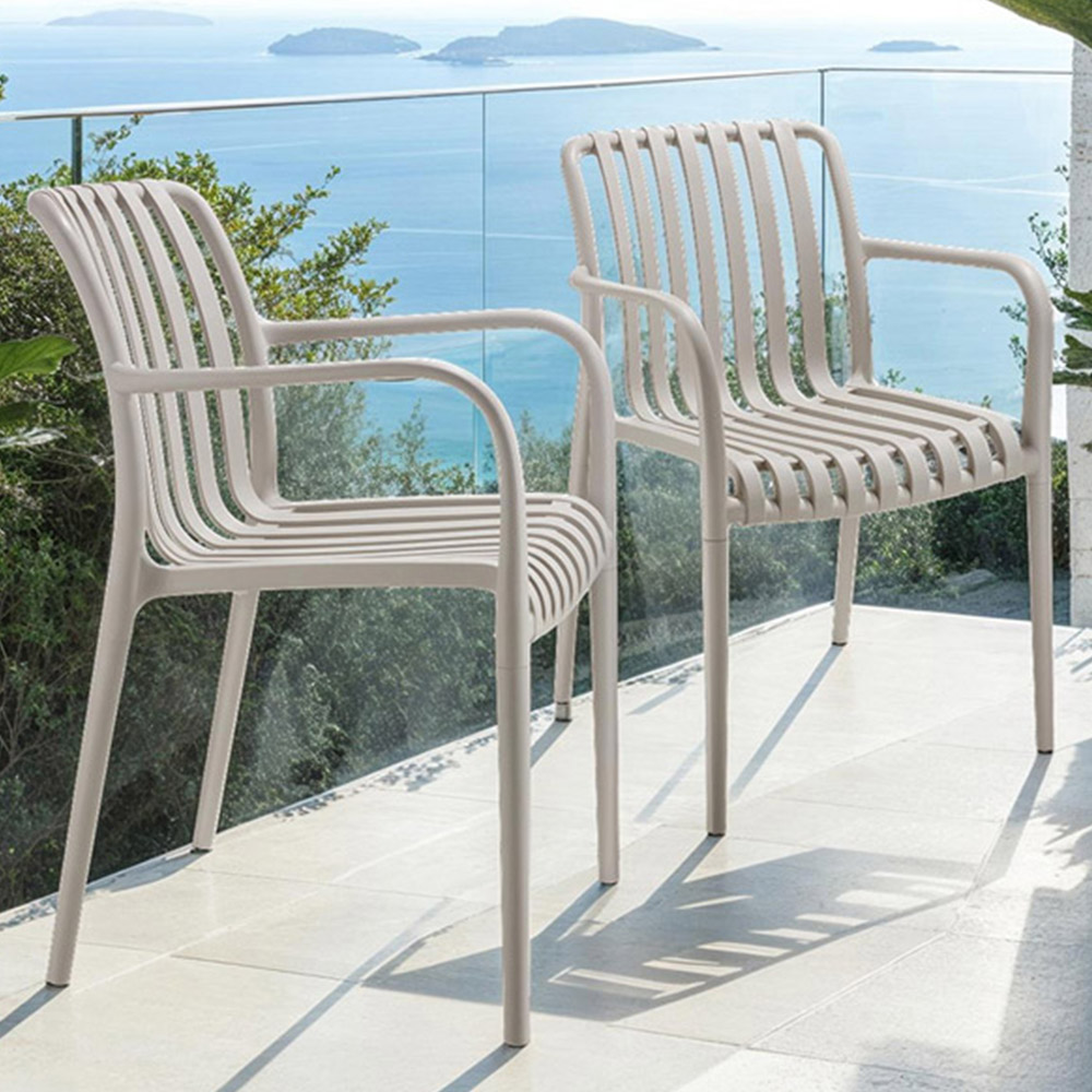 tectake Alcudia Set of 2 Taupe Garden Chair Image 1