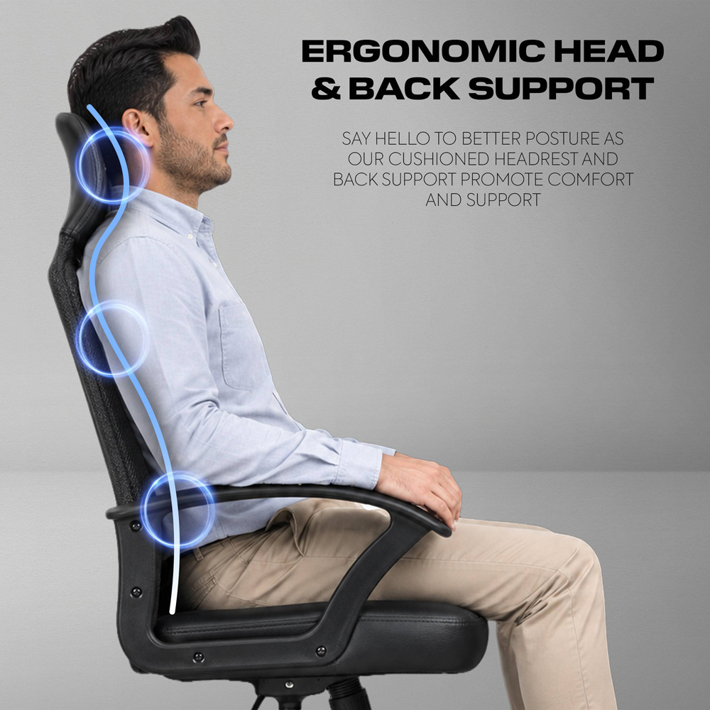 X Rocker Vanguard Mesh Height Adjustable Gaming Chair with Padded Headrest Image 3