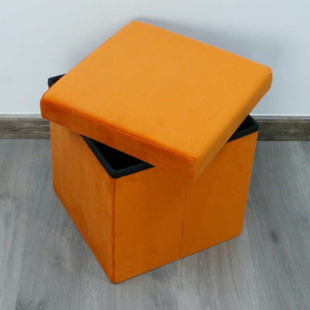 Seville Orange Velvet Storage Box Image 4