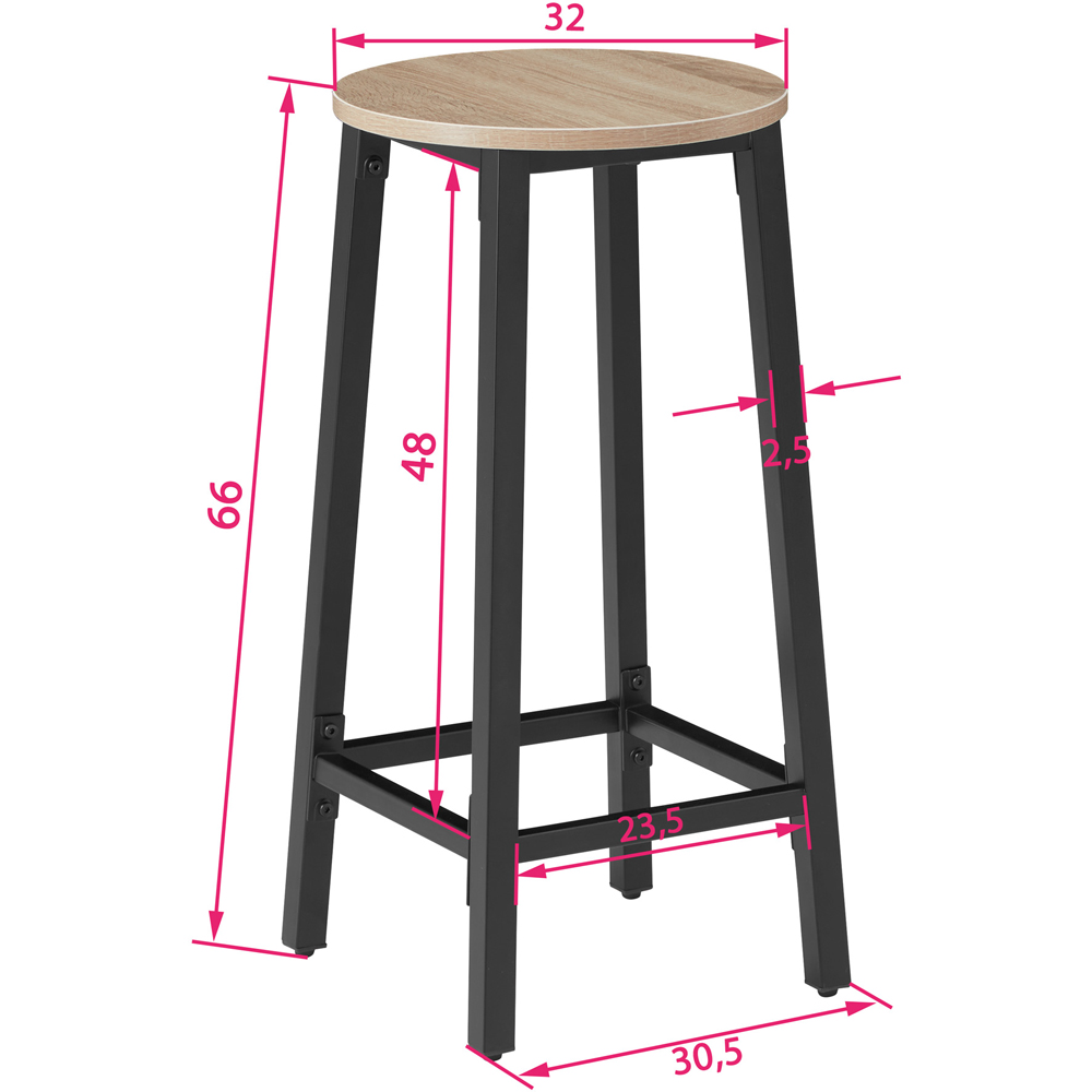 tectake Corby Light Wood Oak Sonoma Set of 2 Bar Stool Image 9