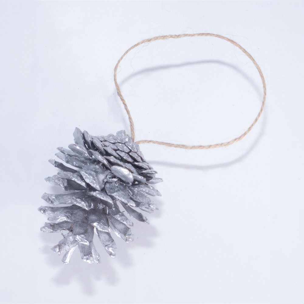 St Helens Silver Hanging Pine Cone Decoration 6 Pack Image 5
