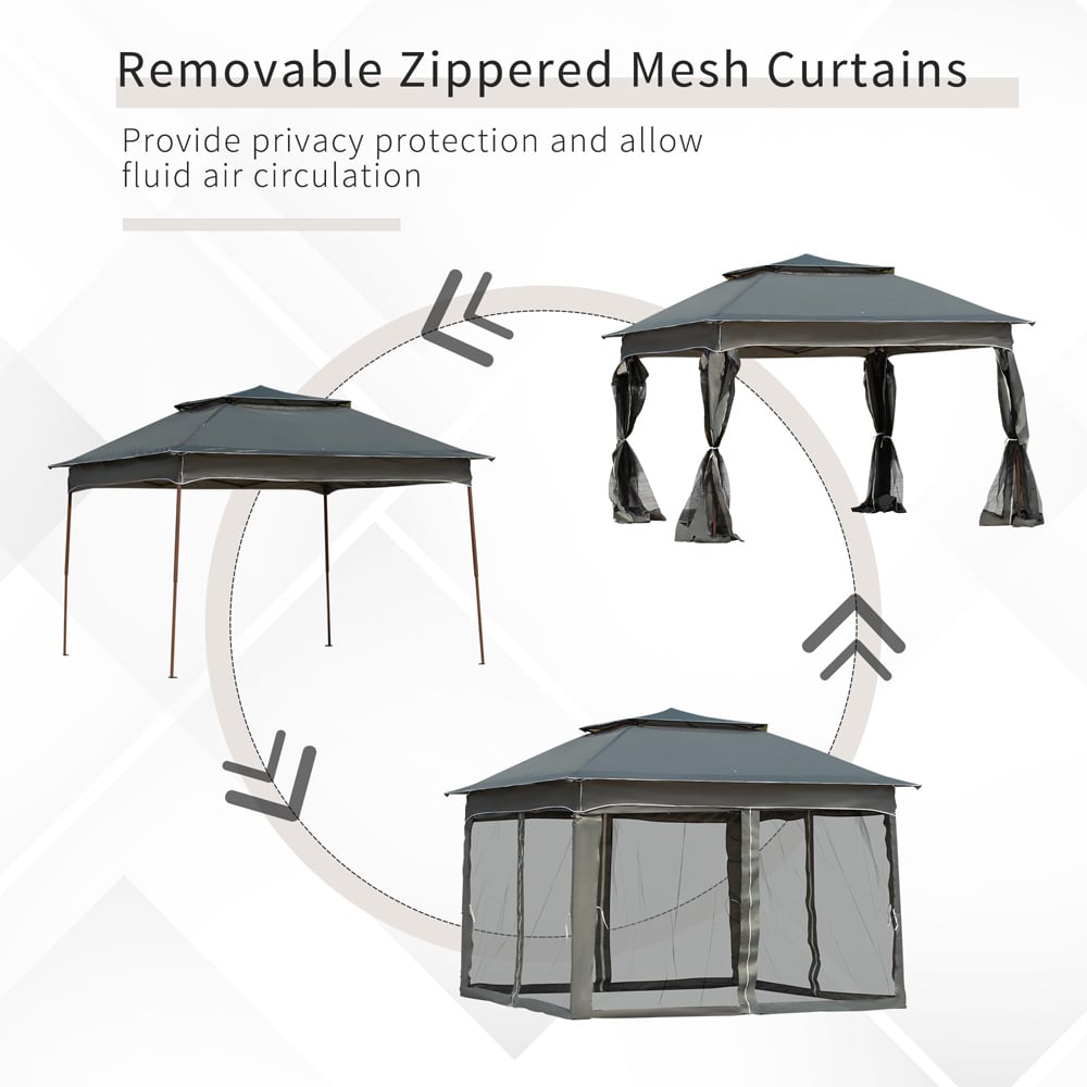 Outsunny 3 x 3m Dark Grey Metal Frame Pop Up Gazebo with Netting Image 4