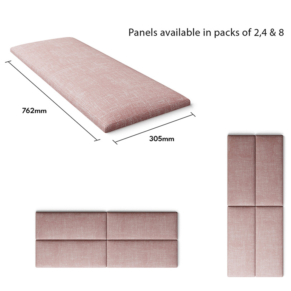 Aspire EasyMount Tea Rose Pure Pastel Cotton Upholstered Wall Mounted Headboard Panels 4 Pack Image 5
