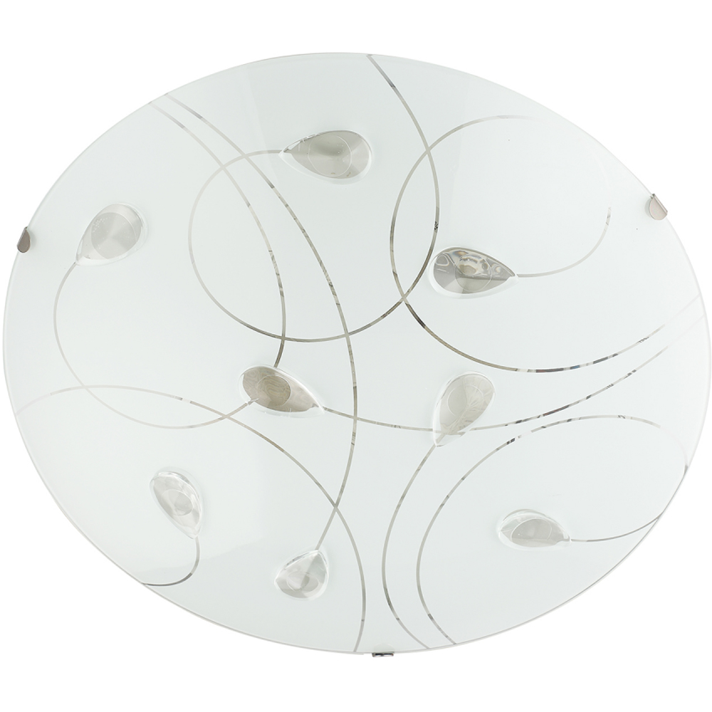 Happy Homewares Opal White Glass Flush Ceiling Light with Crystal Drops Image 4