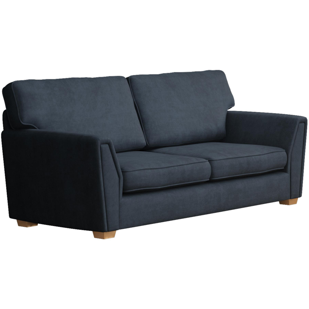 Wendleberry 5 Seater Royal Blue Plush Velvet Fixed Back Sofa Set Image 3