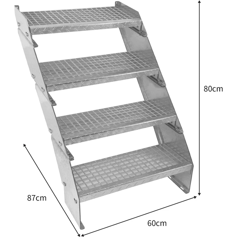 MonsterShop 4 Section Adjustable Galvanised Staircase 600mm Image 5