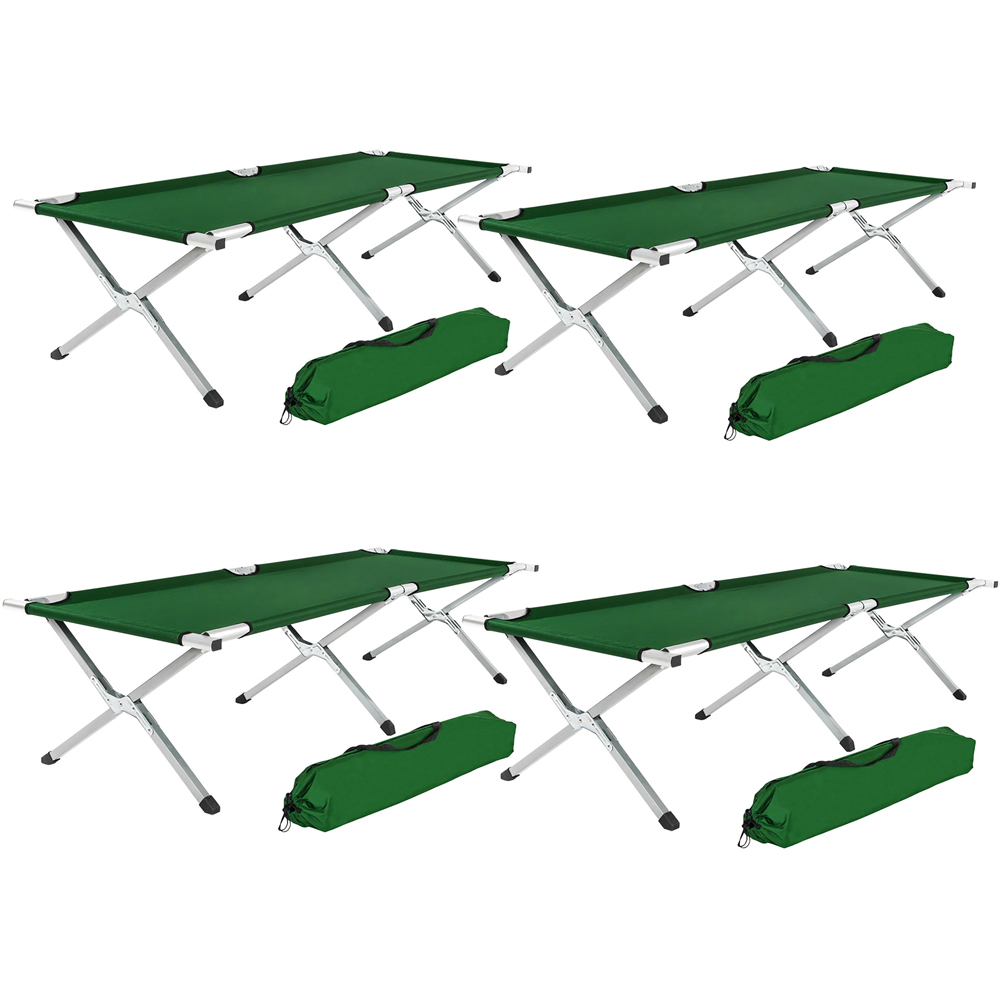 tectake Green Aluminium Camping Beds 4 Pack Image 3