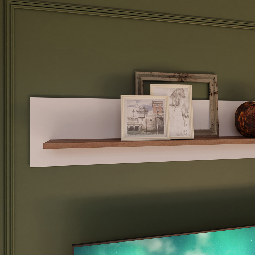 Florence Wensley Light Grey and Oak Wall Shelf Image 4