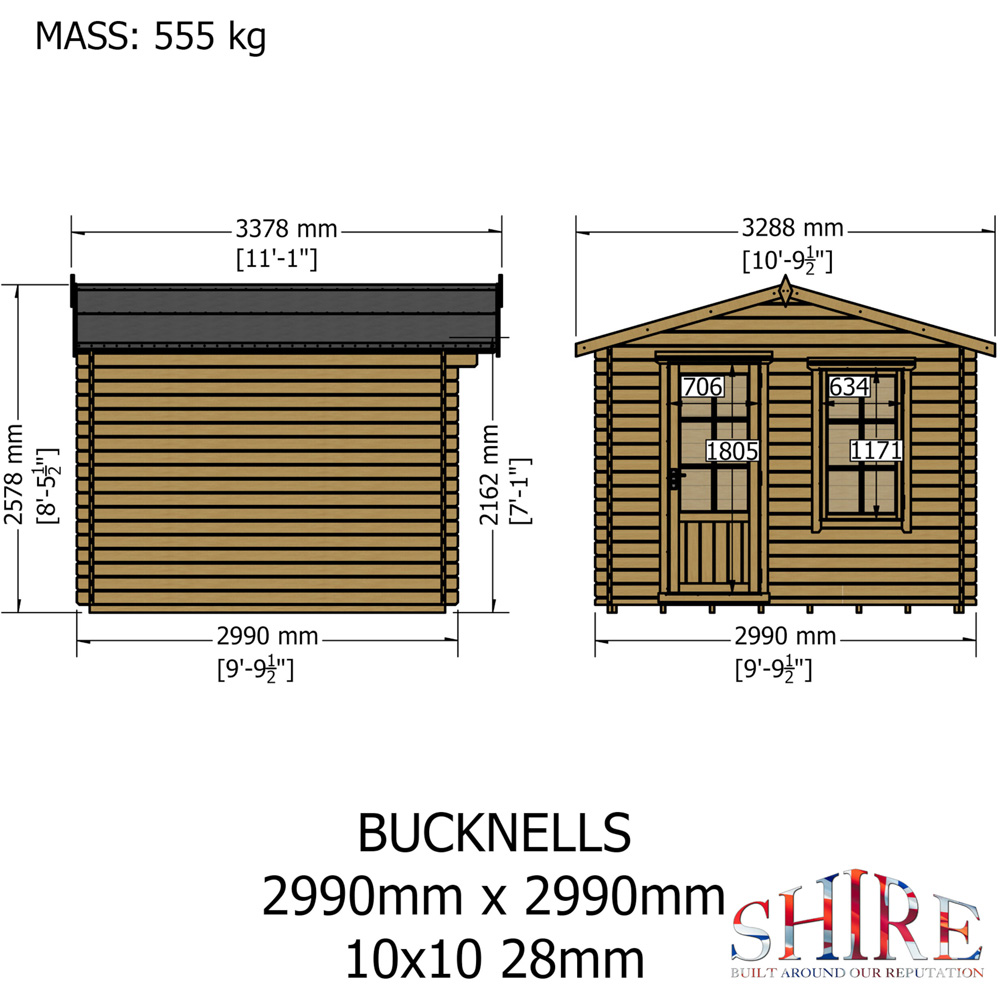 Shire Bucknells 10 x 10ft Pressure Treated Log Cabin Image 7