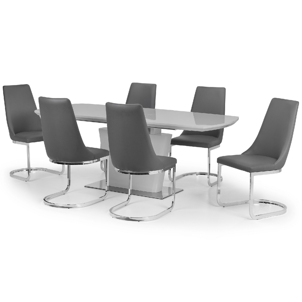 Julian Bowen Como 6 Seater Grey High Gloss Table Set Image 2