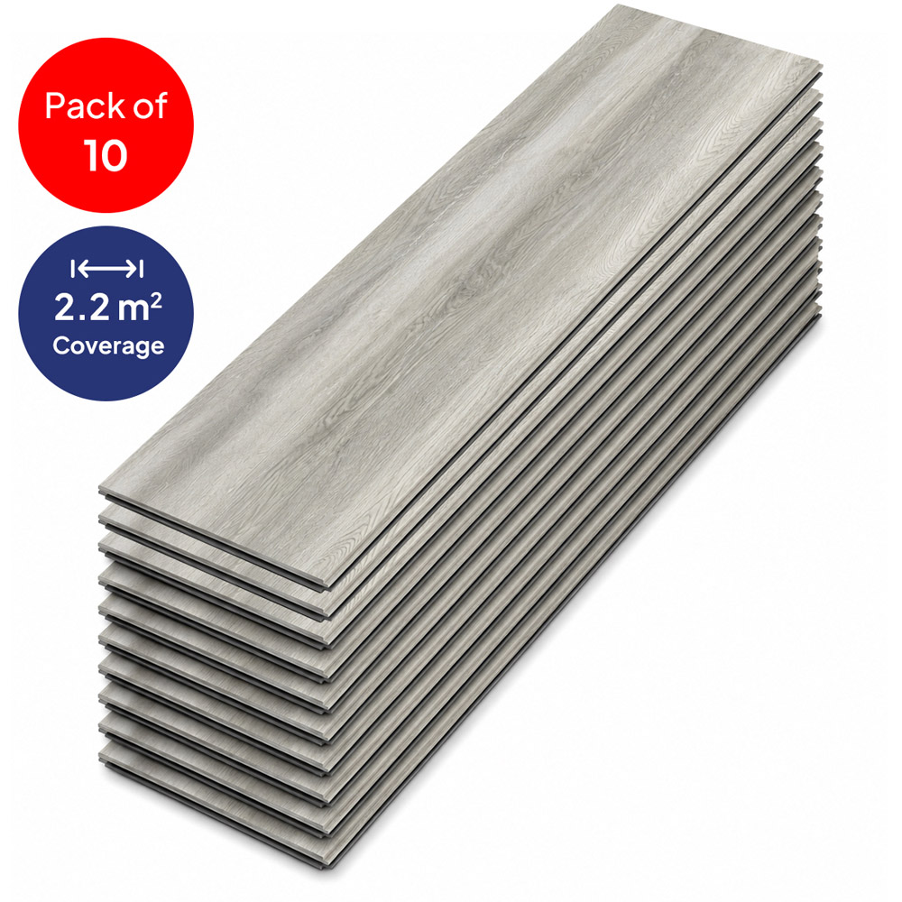Britwall Grey Oak Wood-Embossed SPC Vinyl Flooring 1220 x 181mm 10 Pack Image 3