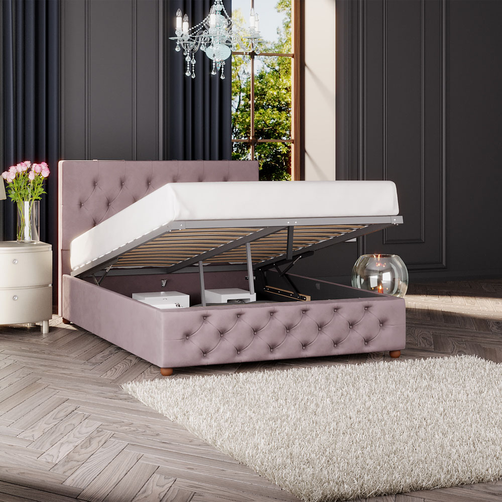 Laurence Llewelyn-Bowen Luna Super King Blush Plush Velvet Ottoman Bed Image 2