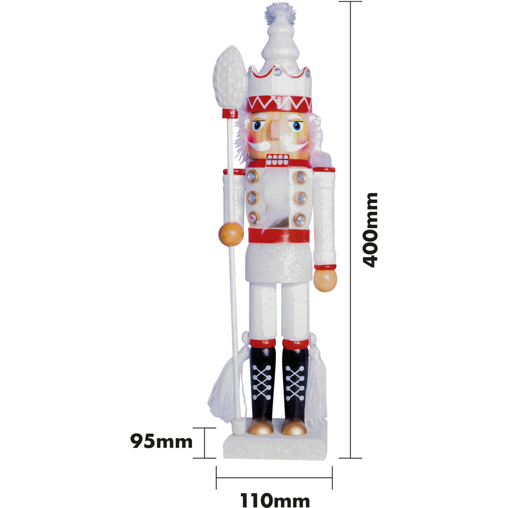 St Helens White Glitter Nutcracker 40cm Image 7
