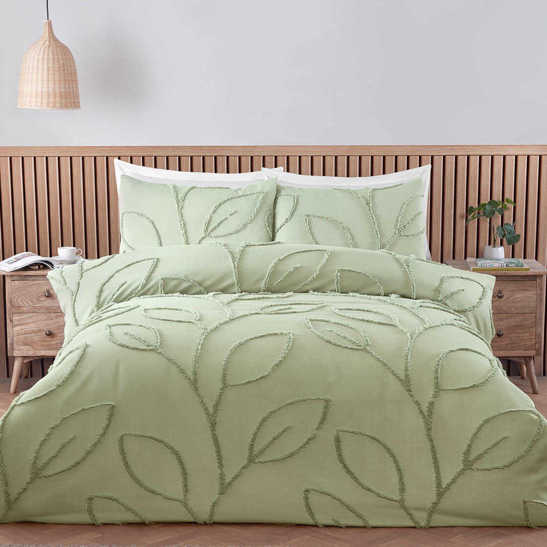 Eden Tufted Duvet Set - Sage / Superking Image 1