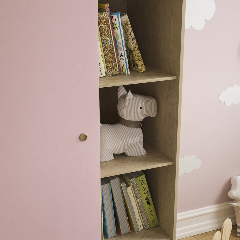 Junior Vida Neptune Single Door Pink and Oak Wardrobe Image 3